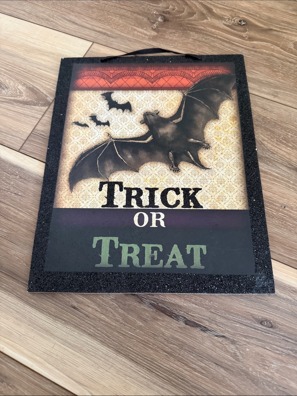 Trick or Treat Bat Wall Sign - Halloween Decor